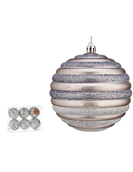 Lot de boules de Noël Krist+ 00876 Argenté Plastique Cercles 10 cm (6 Unités)
