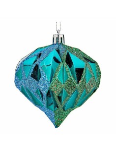 Lot de boules de Noël Krist+ 00897 Bleu Plastique Diamant (12 Unités) 2