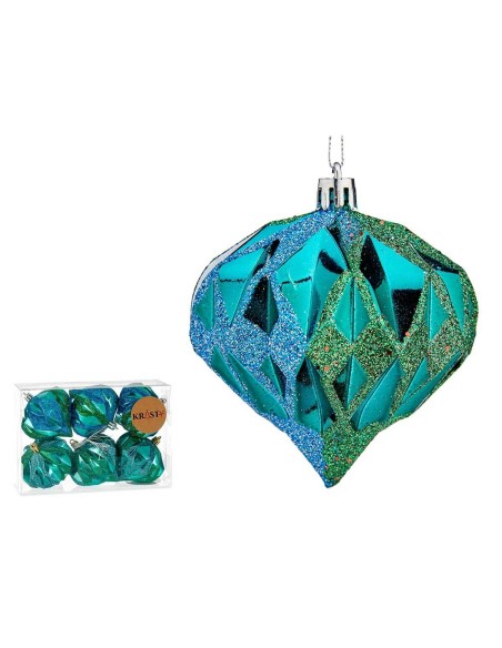 Lot de boules de Noël Krist+ 00897 Bleu Plastique Diamant (12 Unités)