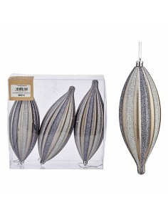 Ensemble Décorations de Noël Krist+ 00906 Argenté PVC Allongé 3 x 3 x 18 cm (12 Unités) 2