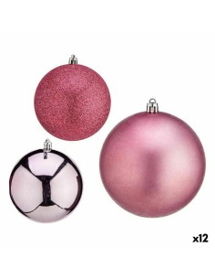 Lot de boules de Noël Krist+ 00787 Rose Plastique (12 Unités)