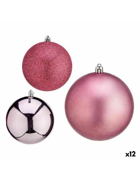 Lot de boules de Noël Krist+ 00787 Rose Plastique (12 Unités)