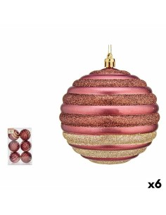 Lot de boules de Noël Krist+ 00872 Rose Plastique Cercles (6 Unités)