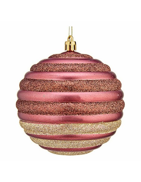 Lot de boules de Noël Krist+ 00872 Rose Plastique Cercles (6 Unités)