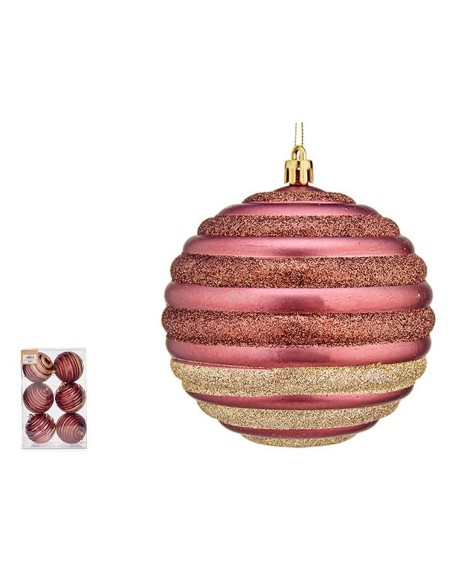 Lot de boules de Noël Krist+ 00872 Rose Plastique Cercles (6 Unités)