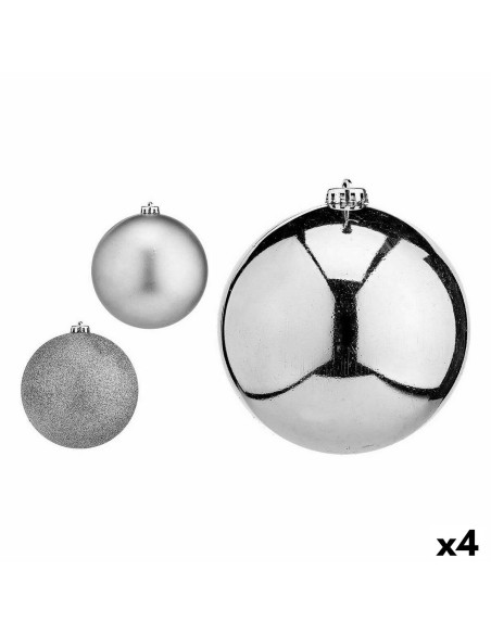 Lot de boules de Noël Krist+ 00821 Argenté Plastique Ø 15 cm (4 Unités)