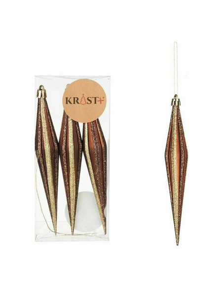 Ensemble Décorations de Noël Krist+ 00899 Marron PVC Allongé 8,5 x 3,5 x 19 cm (12 Unités)