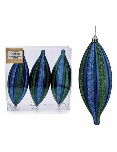 Ensemble Décorations de Noël Krist+ 00907 Bleu Vert PVC Allongé 8,5 x 3,5 x 19 cm (12 Unités) 2