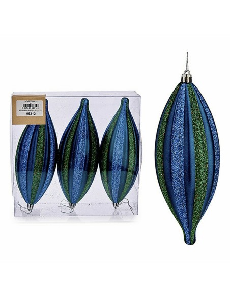 Ensemble Décorations de Noël Krist+ 00907 Bleu Vert PVC Allongé 8,5 x 3,5 x 19 cm (12 Unités)