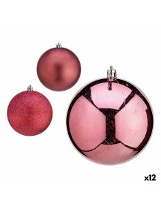 Lot de boules de Noël Krist+ 00799 Rose Plastique (12 Unités)
