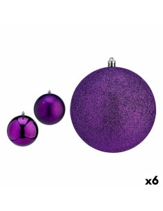 Lot de boules de Noël Krist+ 00774 Violet PVC Ø 12 cm (6 Unités)