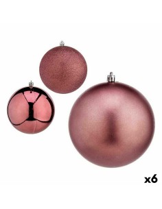 Lot de boules de Noël Krist+ 00798 Rose Plastique Ø 12 cm (6 Unités)