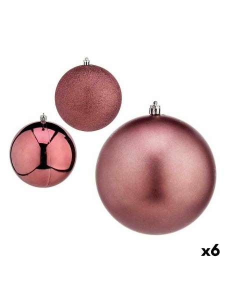 Lot de boules de Noël Krist+ 00798 Rose Plastique Ø 12 cm (6 Unités)