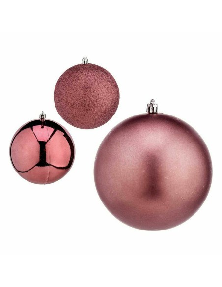 Lot de boules de Noël Krist+ 00798 Rose Plastique Ø 12 cm (6 Unités)
