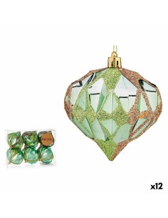 Lot de boules de Noël Krist+ 00893 Vert Plastique Diamant (12 Unités)