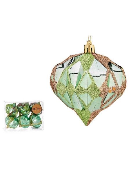 Lot de boules de Noël Krist+ 00893 Vert Plastique Diamant (12 Unités)
