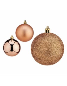 Lot de boules de Noël Cuivre Plastique Ø 7 cm (12 Unités) 2