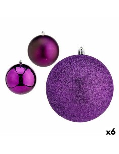 Lot de boules de Noël Krist+ 00834 Violet Plastique Ø 12 cm (6 Unités)