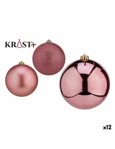 Lot de boules de Noël Krist+ 00739 Rose PVC (12 Unités)