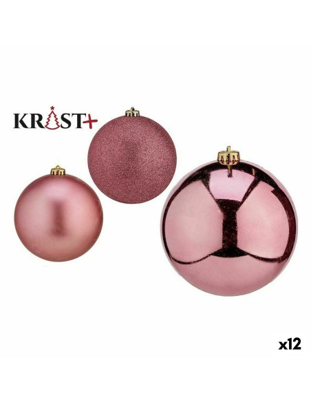 Lot de boules de Noël Krist+ 00739 Rose PVC (12 Unités)