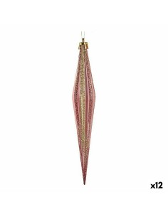 Ensemble Décorations de Noël Krist+ 00902 Rose Doré PVC Allongé 3 x 3 x 18,5 cm (12 Unités)