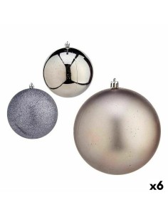 Lot de boules de Noël Krist+ 00822 Argenté Plastique Ø 12 cm (6 Unités)