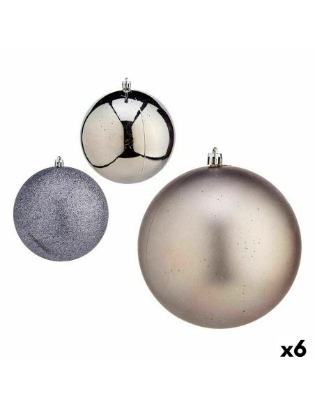 Lot de boules de Noël Krist+ 00822 Argenté Plastique Ø 12 cm (6 Unités)