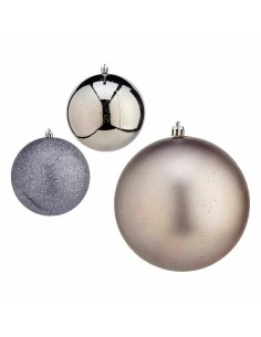 Lot de boules de Noël Krist+ 00822 Argenté Plastique Ø 12 cm (6 Unités) 2