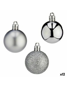 Lot de boules de Noël Krist+ K1912485-4 Argenté Plastique 4 cm (12 Unités)