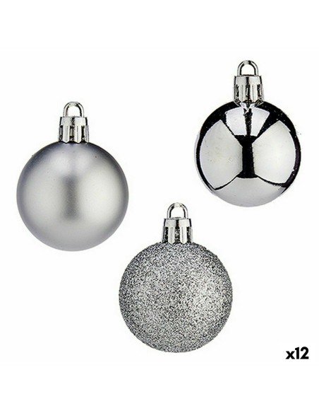 Lot de boules de Noël Krist+ K1912485-4 Argenté Plastique 4 cm (12 Unités)