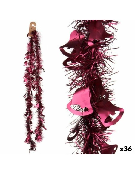 Guirlande de Noël guirlande Cloches Fuchsia Plastique 12 x 12 x 200 cm (36 Unités)