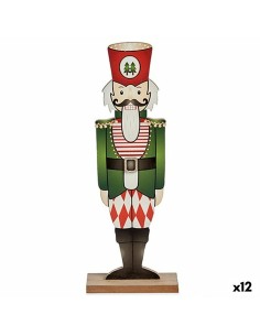 Figurine Décorative Casse-Noisette Noir Rouge Vert Bois 8 x 40 x 15 cm (12 Unités)