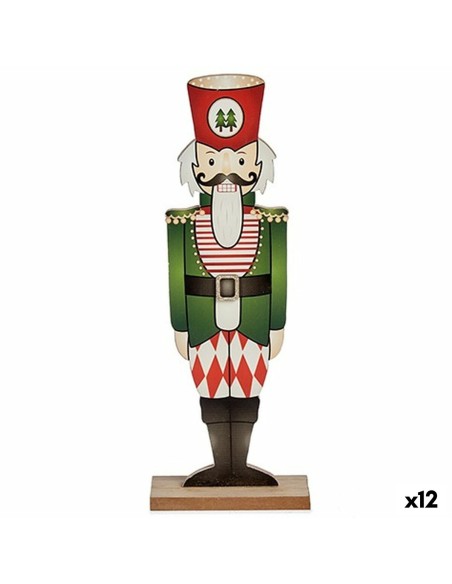 Figurine Décorative Casse-Noisette Noir Rouge Vert Bois 8 x 40 x 15 cm (12 Unités)