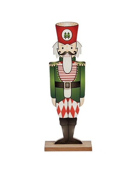 Figurine Décorative Casse-Noisette Noir Rouge Vert Bois 8 x 40 x 15 cm (12 Unités)