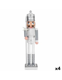 Figurine Décorative Casse-Noisette Blanc Argenté Plastique 13,2 x 59,5 x 11,5 cm (4 Unités)