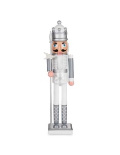 Figurine Décorative Casse-Noisette Blanc Argenté Plastique 13,2 x 59,5 x 11,5 cm (4 Unités) 2