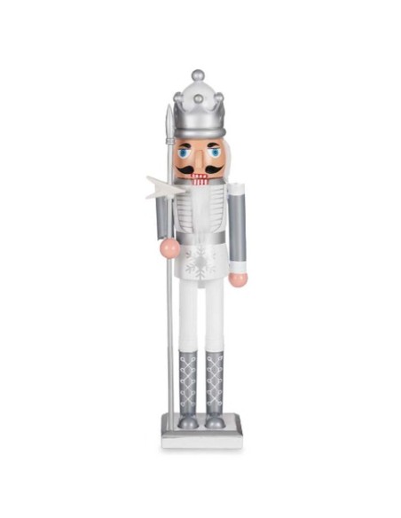 Figurine Décorative Casse-Noisette Blanc Argenté Plastique 13,2 x 59,5 x 11,5 cm (4 Unités)