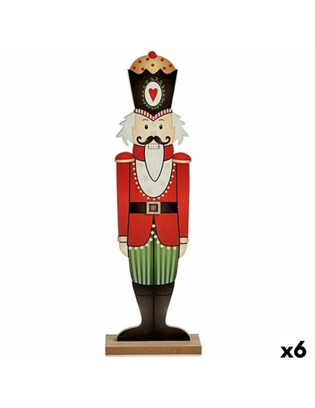 Figurine Décorative Casse-Noisette Blanc Noir Rouge Vert Bois 10 x 60 x 19 cm (6 Unités)