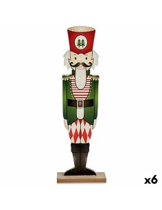 Figurine Décorative Casse-Noisette Blanc Noir Rouge Vert Bois 10 x 60 x 19 cm (6 Unités)