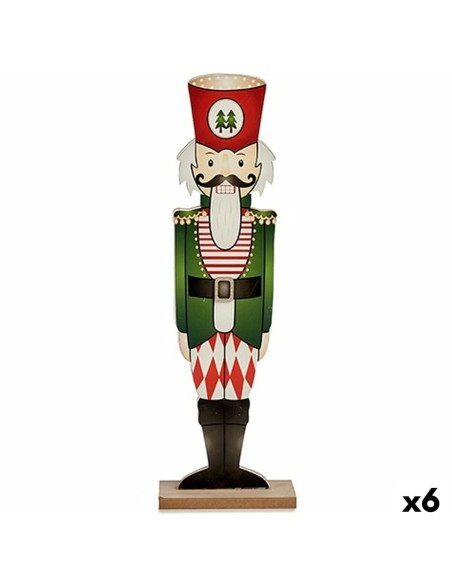 Figurine Décorative Casse-Noisette Blanc Noir Rouge Vert Bois 10 x 60 x 19 cm (6 Unités)