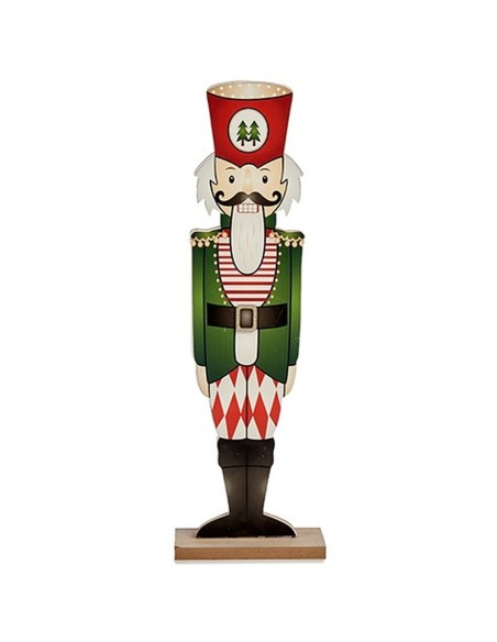 Figurine Décorative Casse-Noisette Blanc Noir Rouge Vert Bois 10 x 60 x 19 cm (6 Unités)