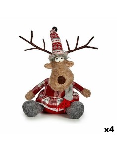 Figurine Décorative Krist+ FG31-9590B Blanc Marron Rouge Gris Cerf 16 x 30 x 30 cm (4 Unités)