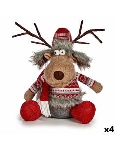 Figurine Décorative Krist+ FG31-9590A Blanc Marron Rouge Gris Cerf 17 x 30 x 27 cm (4 Unités)
