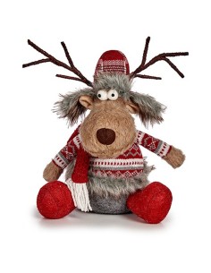 Figurine Décorative Krist+ FG31-9590A Blanc Marron Rouge Gris Cerf 17 x 30 x 27 cm (4 Unités) 2