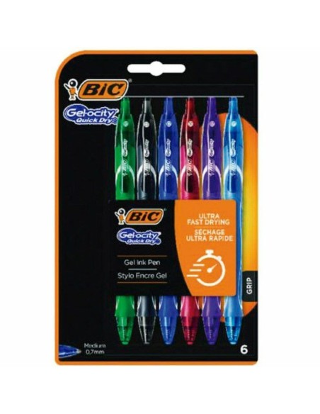 Ensemble de Stylos Bic Gelocity Quick Dry 964769 Noir Multicouleur (6 Unités)
