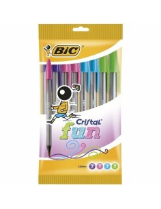 Ensemble de Stylos Bic Cristal Fun 921342 Multicouleur 10 Pièces (10 Unités)