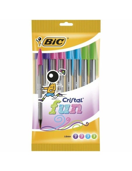 Ensemble de Stylos Bic Cristal Fun 921342 Multicouleur 10 Pièces (10 Unités)