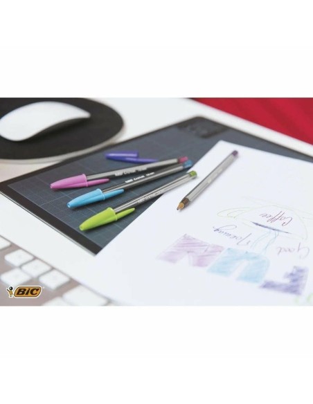 Ensemble de Stylos Bic Cristal Fun 921342 Multicouleur 10 Pièces (10 Unités)