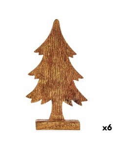 Figurine Décorative Sapin de Noël Doré Bois 5 x 31 x 15,5 cm (6 Unités)