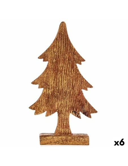 Figurine Décorative Sapin de Noël Doré Bois 5 x 31 x 15,5 cm (6 Unités)